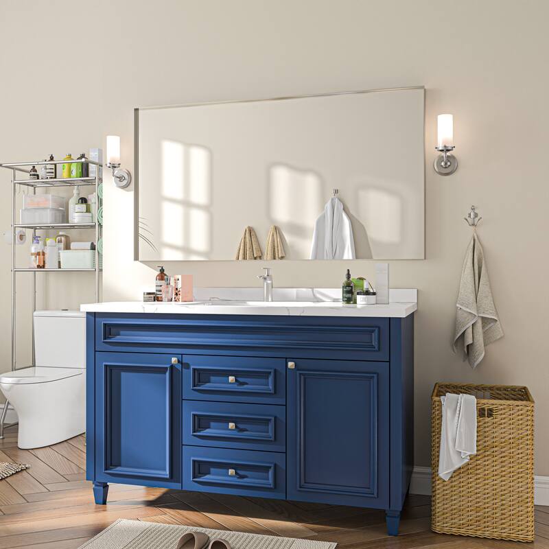 TOOLKISS Right Angle Aluminum Frame Bathroom Vanity Mirror with Clear Glass
