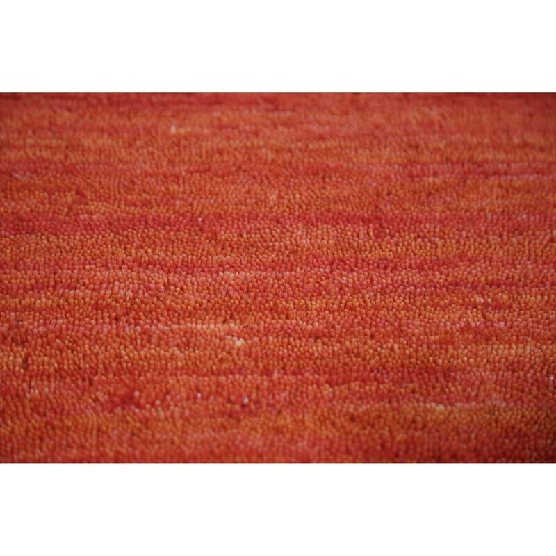 Orange Tribal Gabbeh Indian Rug Hand-Knotted Wool Carpet - 4'7" x 6'6"