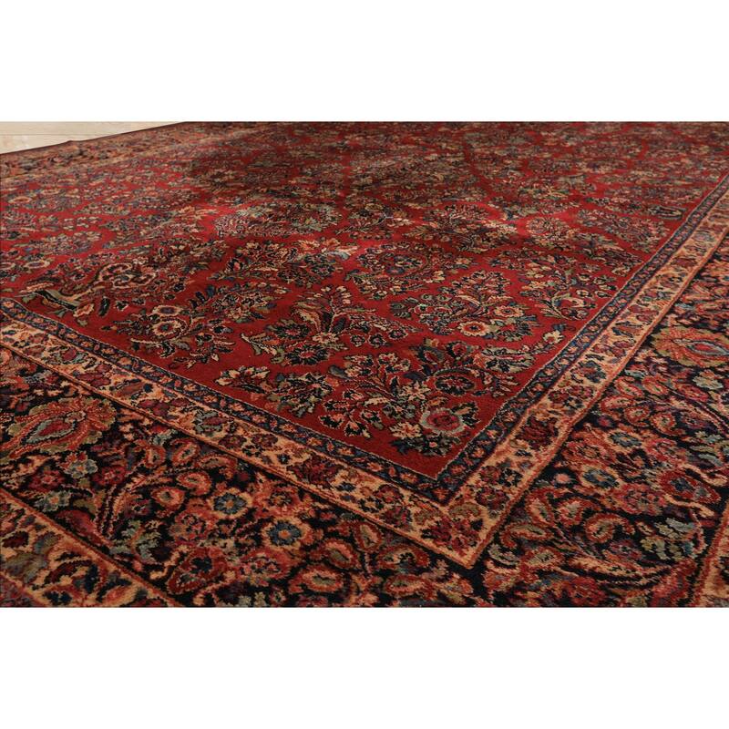 8'8''x12 Machine Made New Zealand Wool Burgundy Sarouk Traditional Karastan Rug - 8' 8'' x 12'