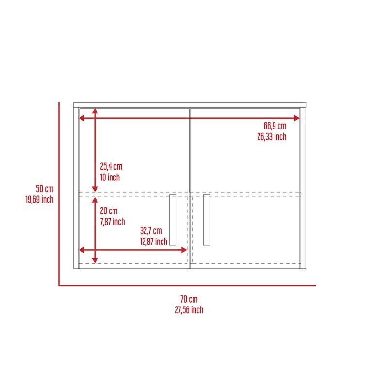 Wall Storage Cabinet Lions, 3 Shelves, Double Door