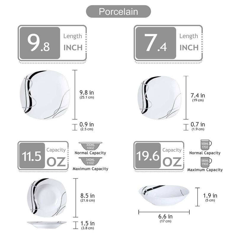 VEWEET Fiona Porcelain Dinnerware Set