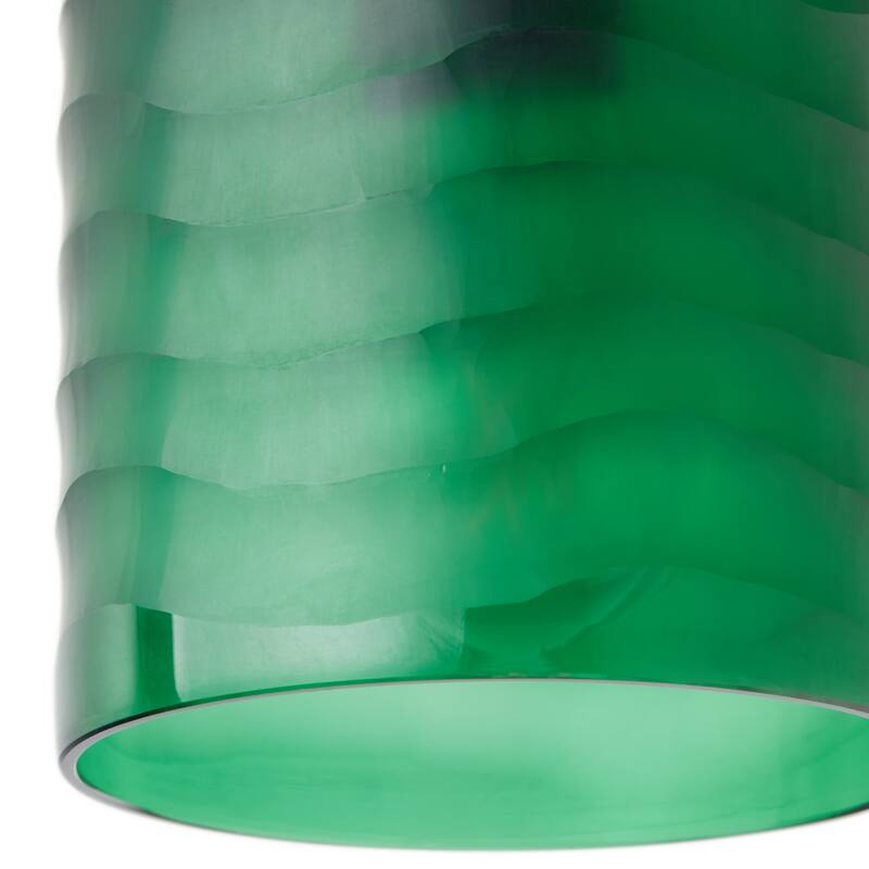 Sydney River of Goods Black Metal and Green Hand Blown Glass 5-Inch Pendant Light with Adjustable Hanging Cord - 5" x 5" x 62"