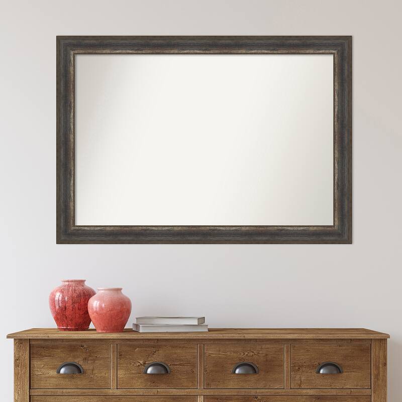 Non-Beveled Wall Mirror - Alta Rustic Char Frame