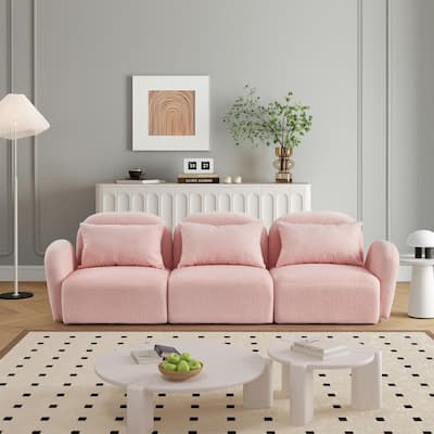Teddy Fabric Three-Seat Lazy Sofa for Living Room