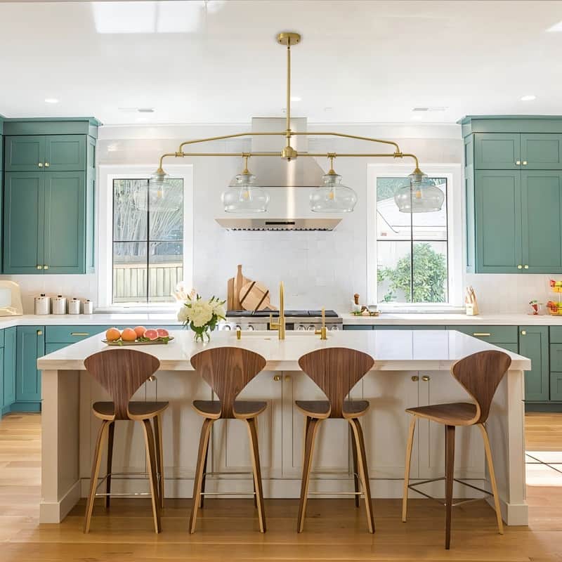 Brass Kitchen Island Light Linear Hanging Chandeliers Dining Room Light Fixture with Clear Glass Shades - 58.46