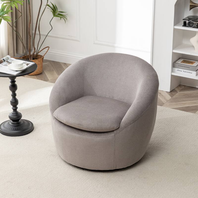 Round Armchair Office Chair Accent Chair with Plush Seat Cushion, Swivel Barrel Chair Single Lounge Sofa