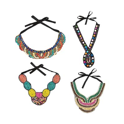 Cleopatra Beaded Necklace A/4 - Red - Set of 4