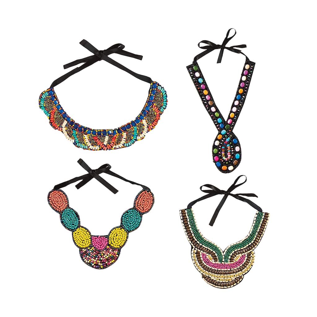 Cleopatra Beaded Necklace A/4 - Red - Set of 4