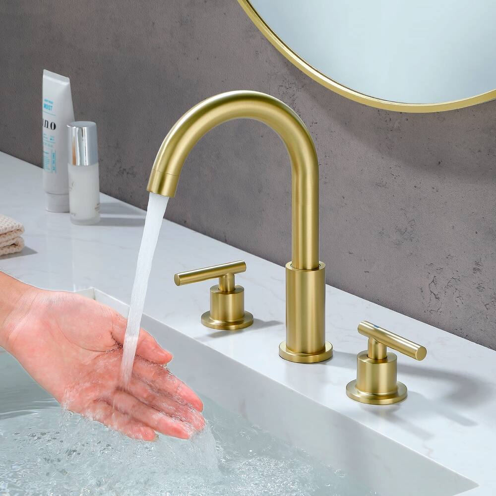 Widespread Bathroom Sink Faucet With Drain Assembly 3 Holes 8 Inch Bathroom Faucets Two Handle Modern Lavatory Basin Vanity Taps