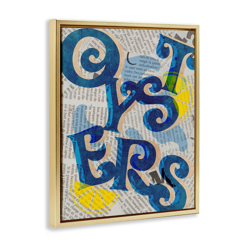 Stupell Classic Retro Oysters Framed Floater Canvas Wall Art Design By Lil' Rue