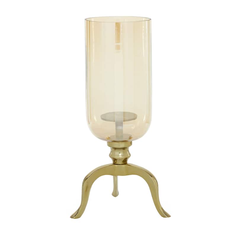 Aluminum Metal Single Candle Hurricane Lamp - Gold - Roche River Decor