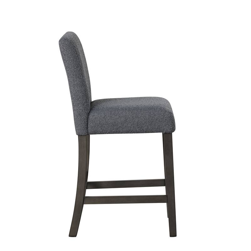 Ghy Counter Height Chair Set of 2, Gray Fabric, Solid Acacia Wood