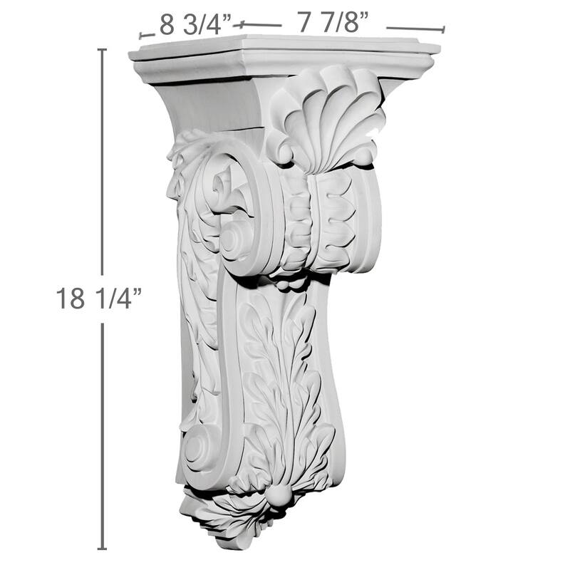 4 5/8"W x 5 1/4"D x 10 3/4"H Scroll Leaf Corbel