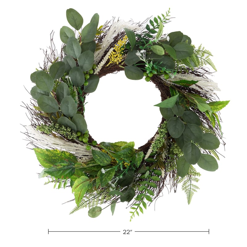Pure Garden 22-Inch Sweet Anne Eucalyptus Wreath