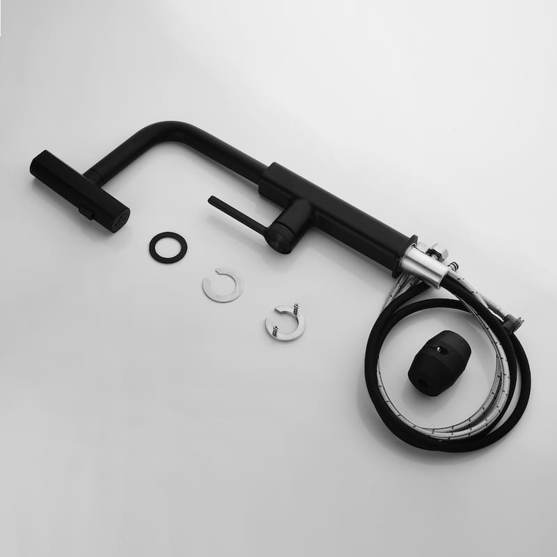 Single Handle Kitchen Faucet with Pull Out Sprayer Single Hole Brass Pull Out Kitchen Sink Faucets Matte Black