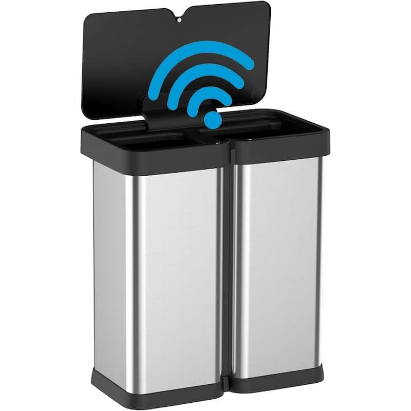 2X8 Gallon Automatic Hands-Free Dual Compartment Recycling Kitchen Step Trash Can