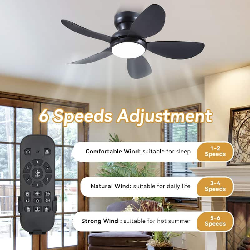 32/36/46/52 inches Low Profile Ceiling Fan with Light and Remote for Living Room Bedroom Kid's Room Patio