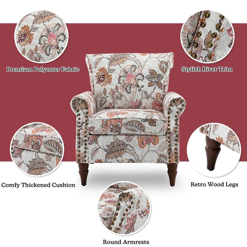 Nyctelius Nailhead Trim Traditional Accent Armchair with Rolled Arms by HULALA HOME