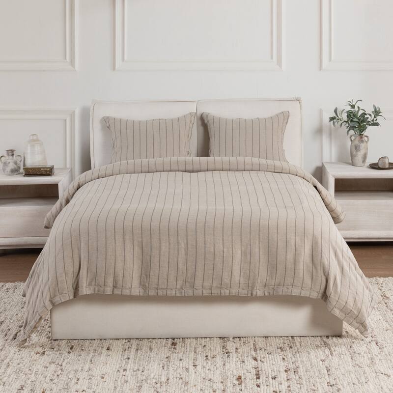 Villa by Classic Home Monaco 3-piece Belgian Linen Duvet Set - King - Natural