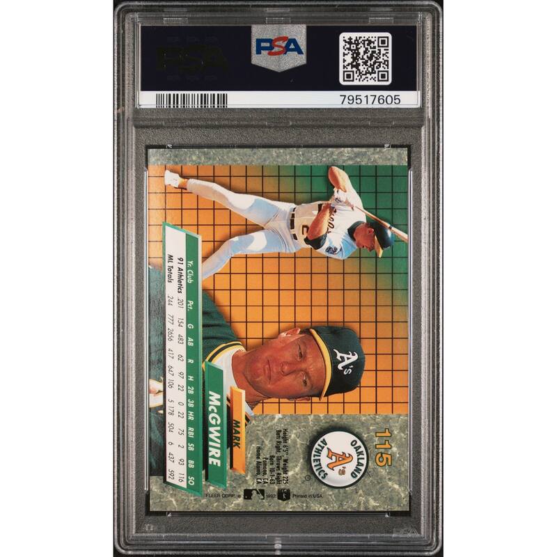 Mark McGwire 1992 Ultra Baseball Card #115 Graded PSA 10 - 8'6" x 11'6"