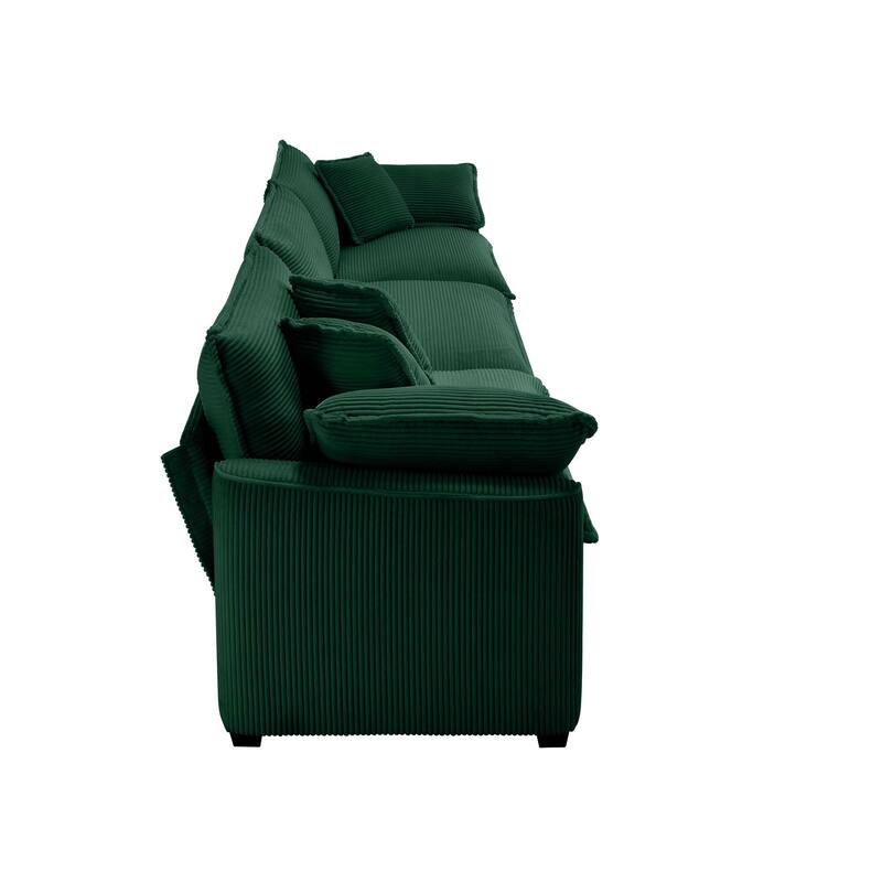 GDFStudio-Shanks Corduroy Three-Seater Sofa with Arm and Throw Pillows
