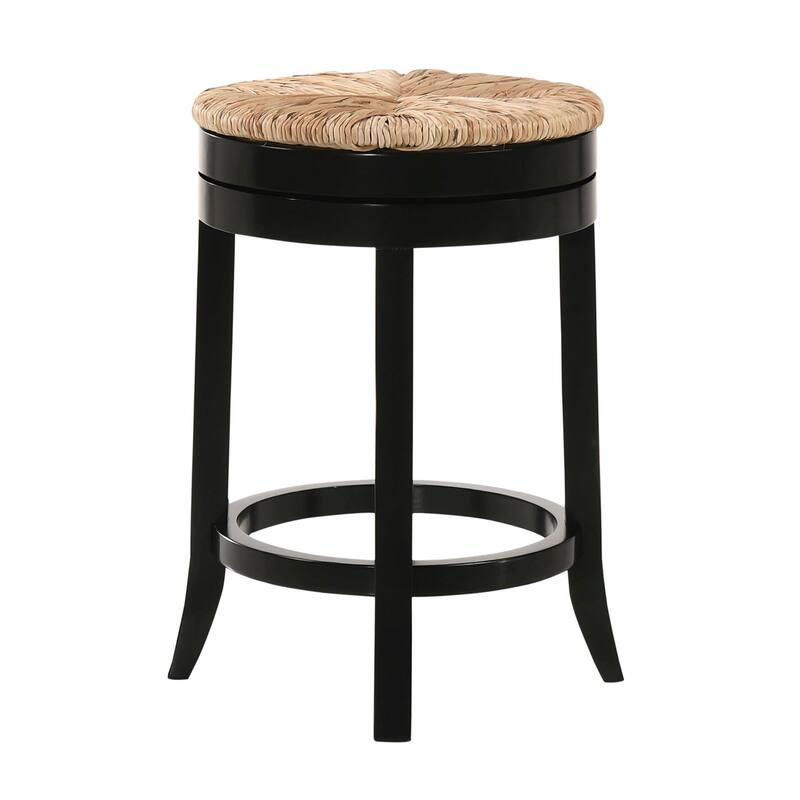 The Curated Nomad Aragon Rush Seat Swivel 24-inch Counter Stool