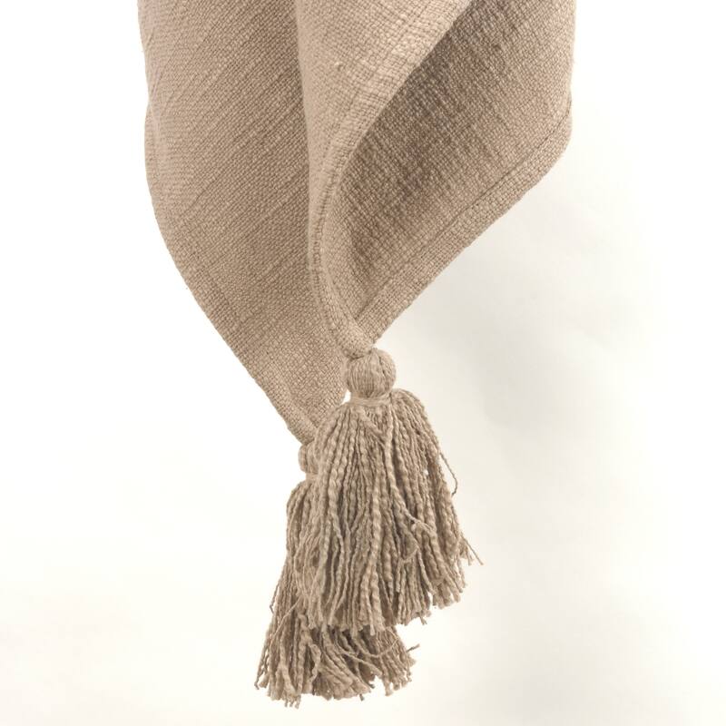 HomeRoots 50" X 60" Brown Cotton Woven Ikat Throw Blanket with Tassels