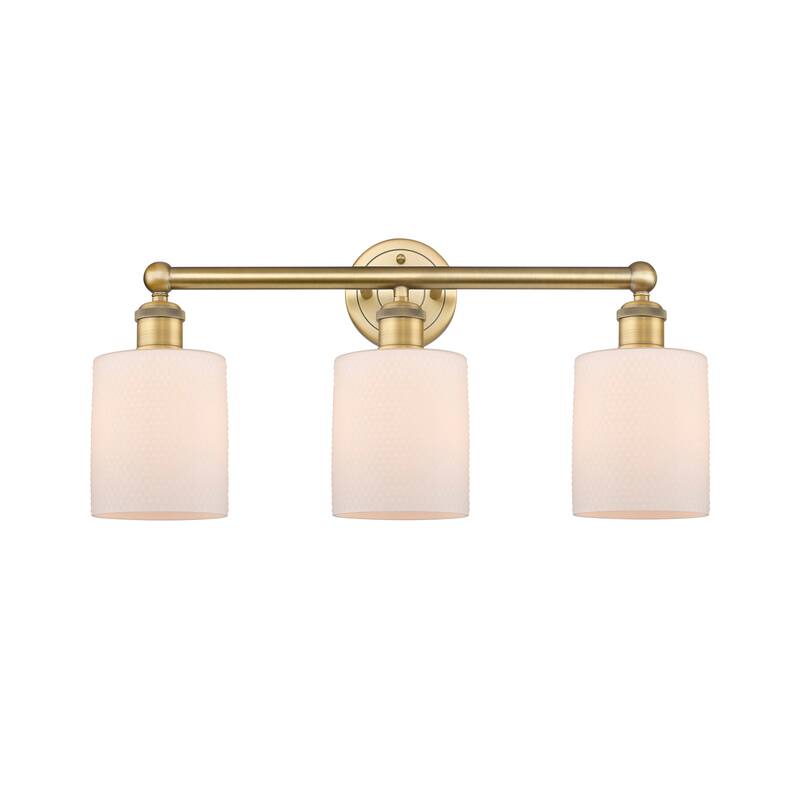 Innovations Lighting 616-3W-12-23 Cobbleskill Vanity Cobbleskill 3 - Brushed Brass / Matte White