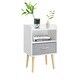 preview thumbnail 9 of 38, Kids Wood Side Table Nightstand With Fabric Drawer and 2-Tier Shelf
