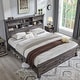 preview thumbnail 25 of 66, Farmhouse Bed Frame with 54" Tall Storage Bookcase Headboard