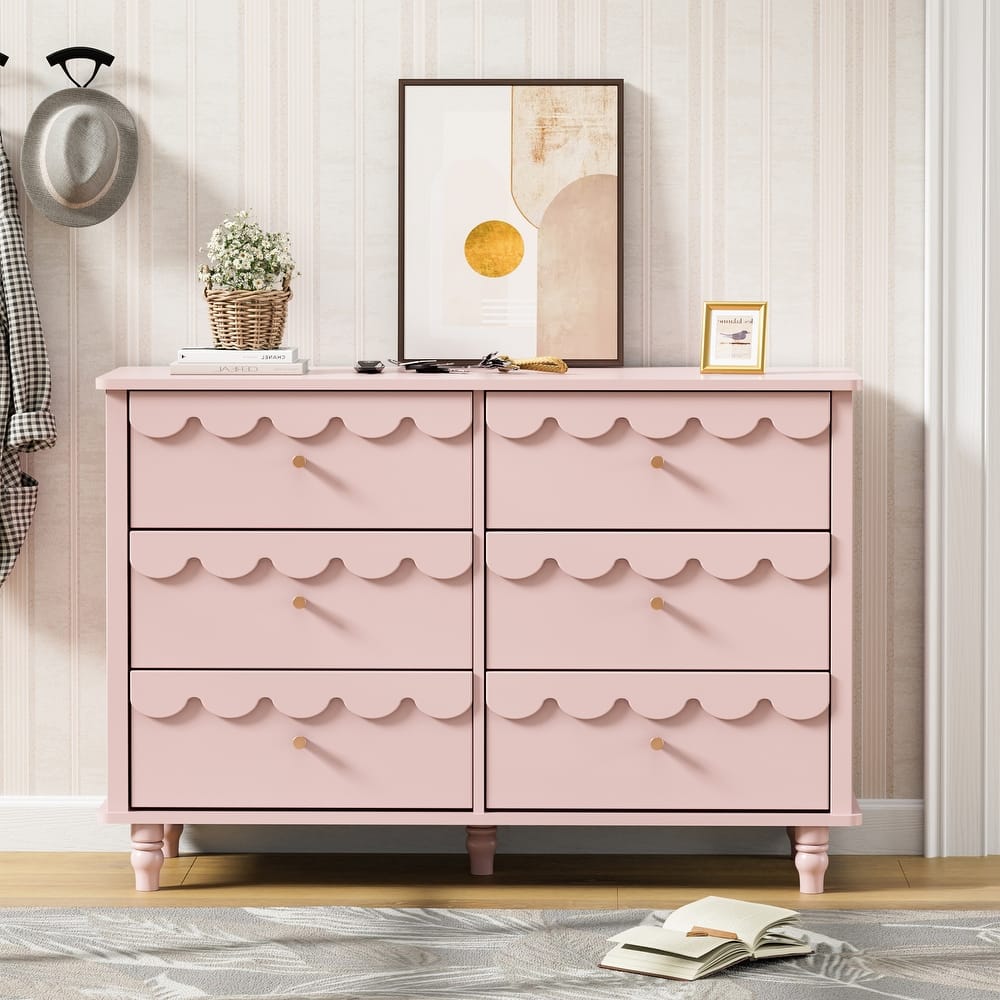 6 Drawers Chest Of Dresser Storage Cabinet Curved Design Organizer