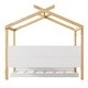 preview thumbnail 4 of 6, White Full Size Wooden House Bed with Original Wood Colored Frame and Storage