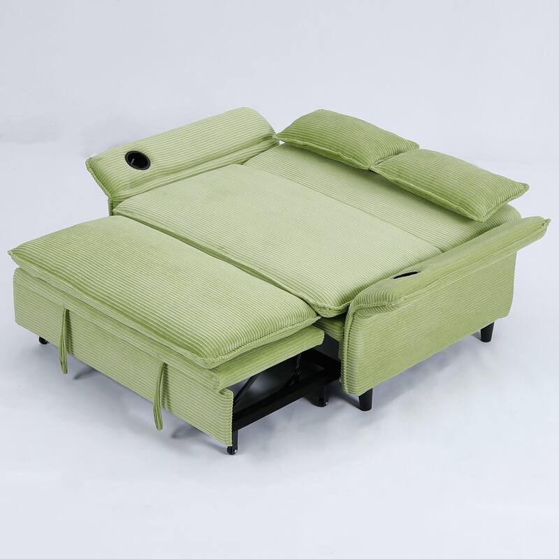 65.74-inch pink letter striped fabric multi-functional sofa bed,armrests and backrests are adjustable