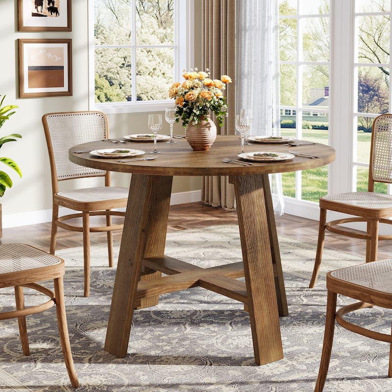 39.4" Dining Table for 4 People, Solid Wood Farmhouse Kitchen Table