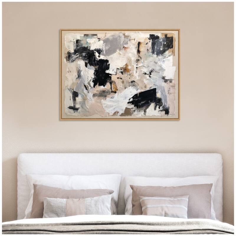 Kate and Laurel Expressive Tonal Neutral Abstract by The Creative Bunch Studio Framed Canvas Wall Art Print