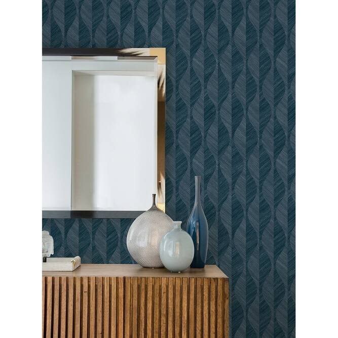 Advantage Oresome Indigo Ogee Wallpaper