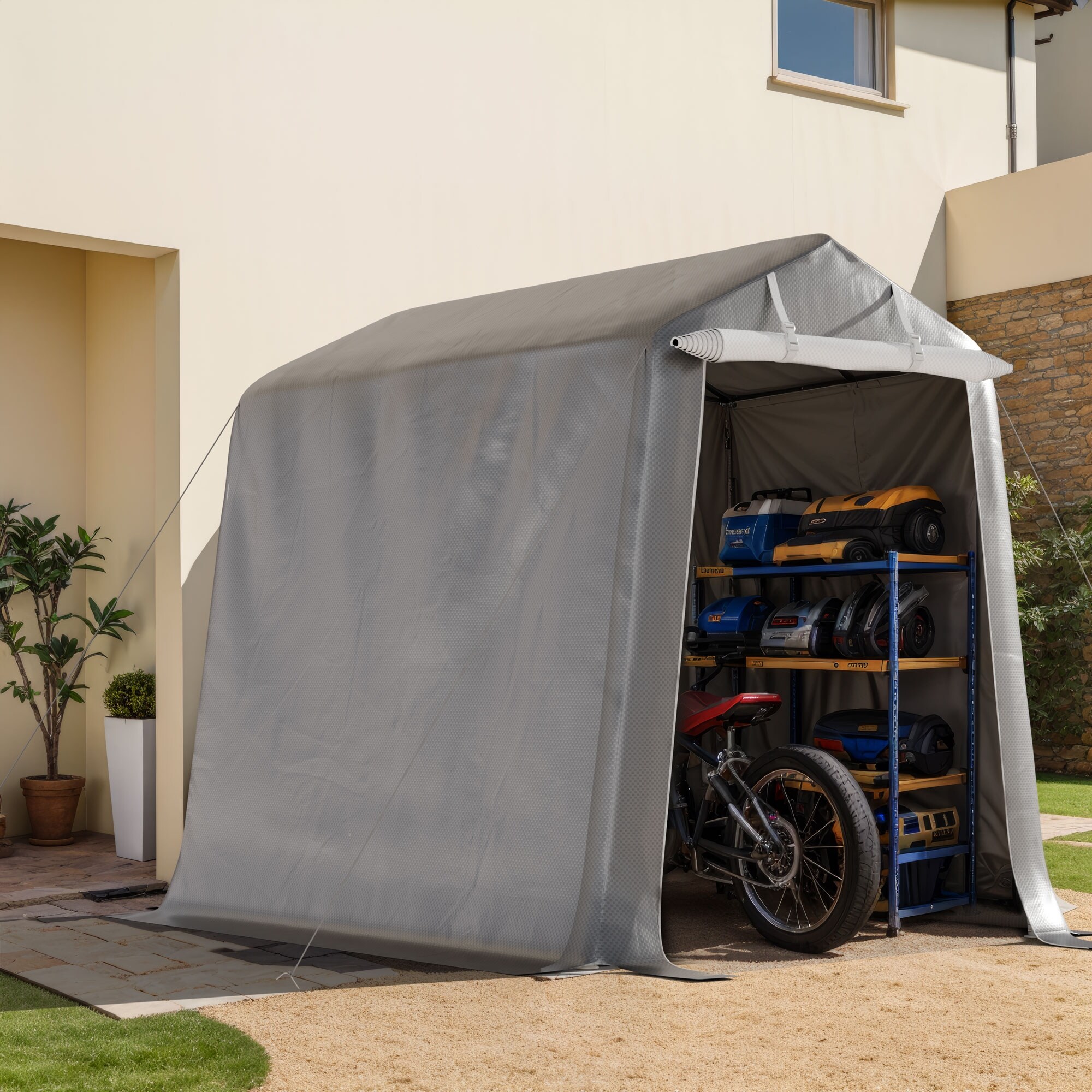 Futzca 6x8ft Portable Shelter Shed, 7ft High Outdoor Storage