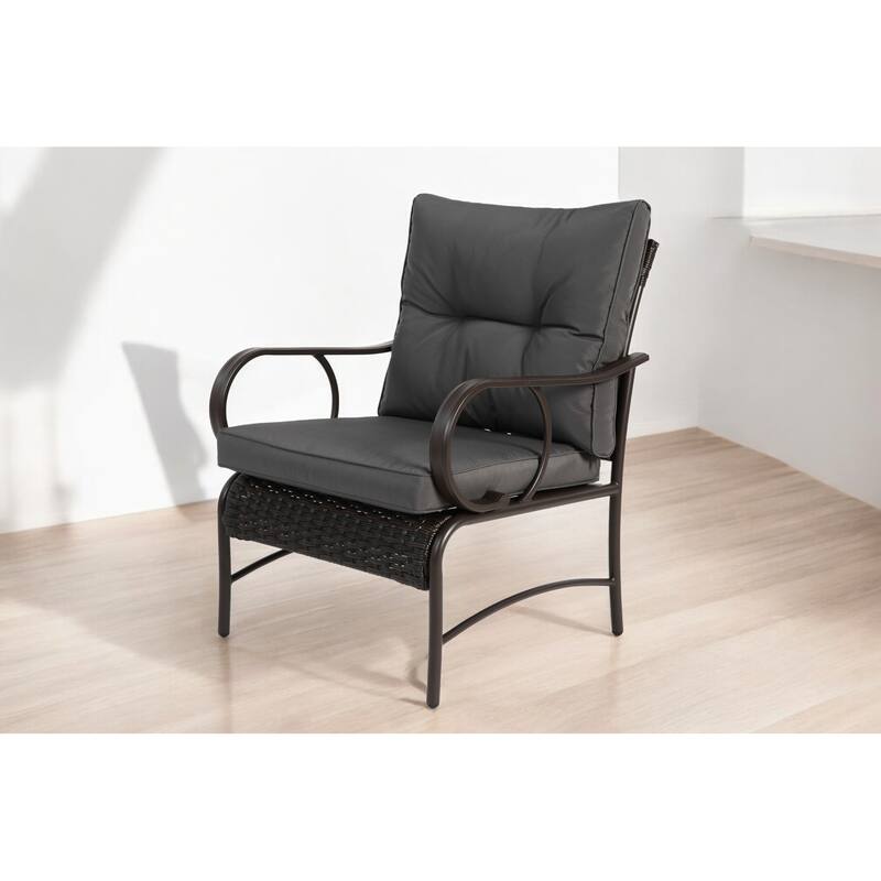 3-Piece Outdoor Wicker Patio Set with Cushions and Coffee Table – Furniture Set/Chair Set for Patio, Garden, or Poolside