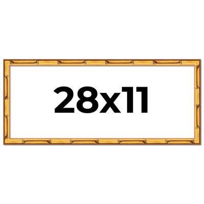28x11 Frame Gold Bamboo Picture Frame Modern Photo Frame Includes UV Acrylic Shatter Guard Front Acid Free Foam Backing Board