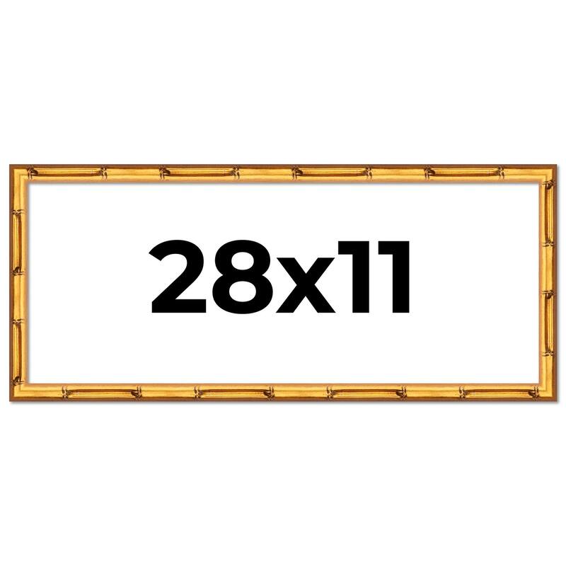 28x11 Frame Gold Bamboo Solid Wood Picture Frame | 1 Inch Moulding