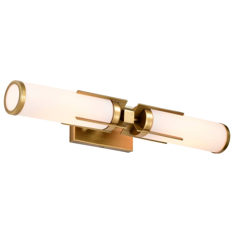 Roselle 2 Light Vanity Natural Brass with White Glass - Natural Brass