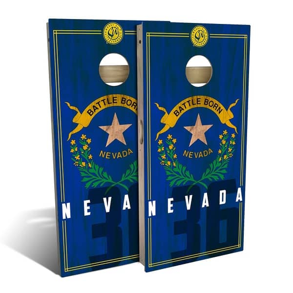 slide 2 of 8, Nevada State Flag 2 Outdoor Cornhole Board Set Backyard 2x4 - Include Carrying Case