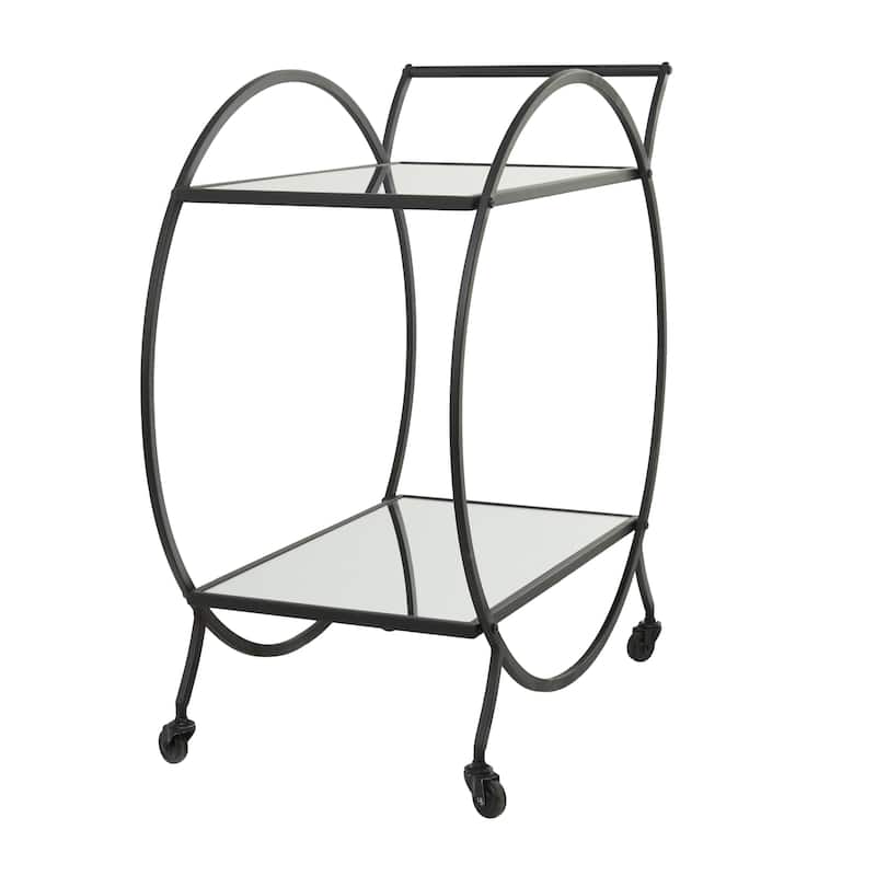 Metal Contemporary Bar Cart with Wheels
