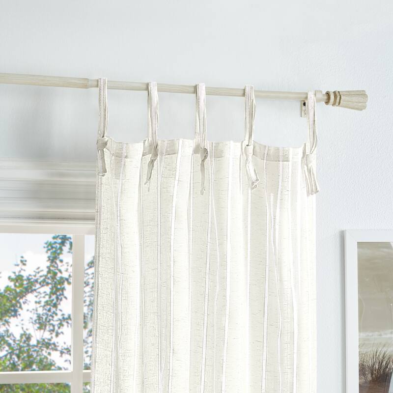 Martha Stewart Laguna Stripe Semi-Sheer Tie Tab Curtain Panel Pair