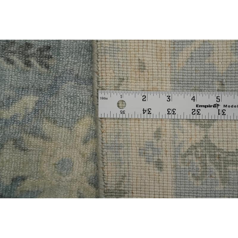 Hand-knotted Transitional Silk Carpet Grey Oushak Rug Geometric Oriental Area Rug - 9' 9'' X 6' 6''