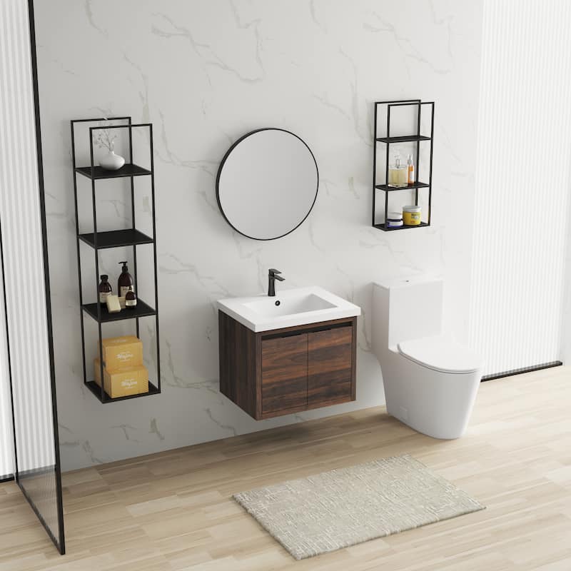 Bathroom Cabinet With Sink,Soft Close Doors,Float Mounting Design,24 Inch For Small Bathroom