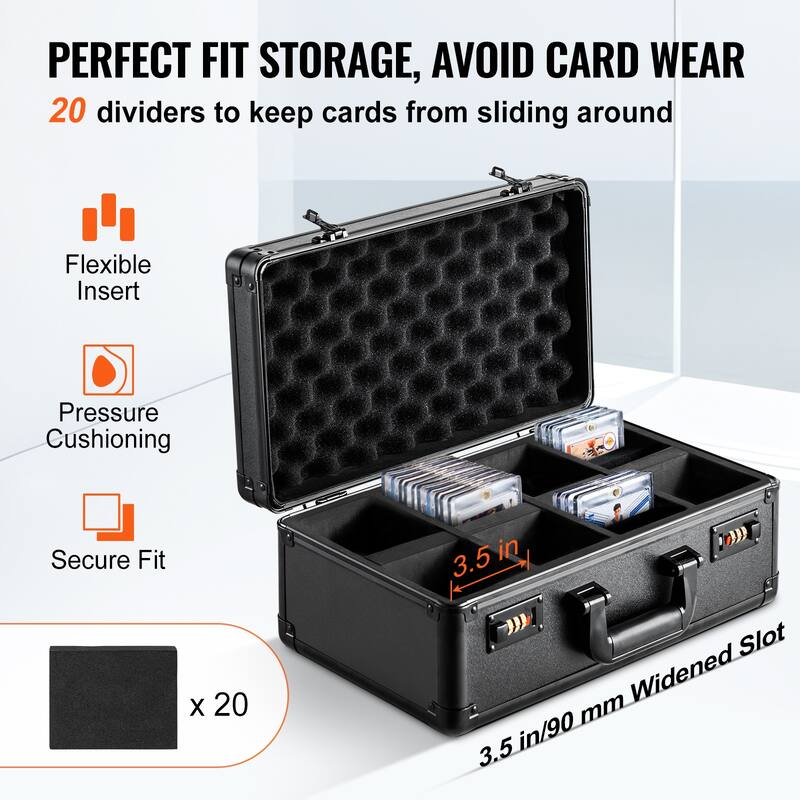 Graded Card Storage Box with Coded Lock Foam Dividers