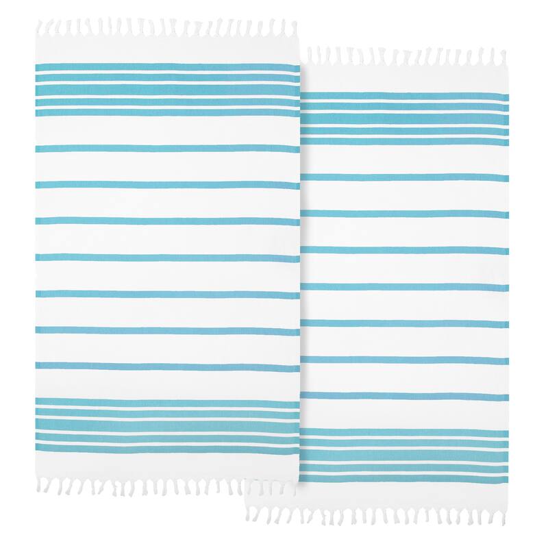Authentic Hotel and Spa Turkish Cotton Herringbone Pestemal Beach Towel (Set of 2)