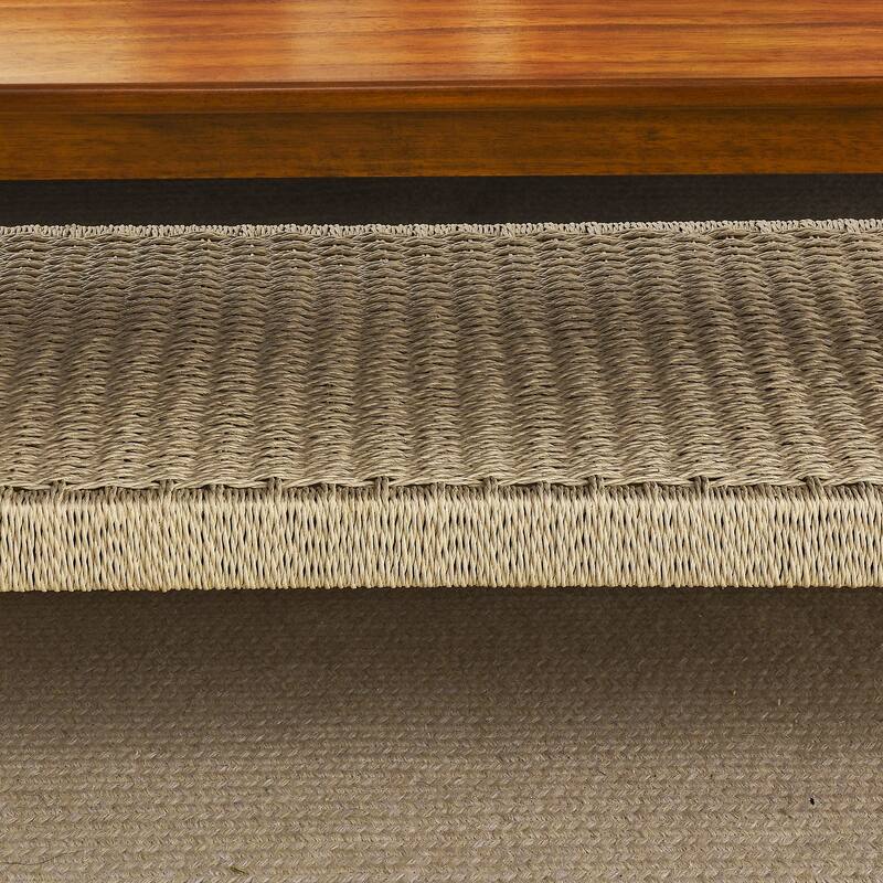 Mid-Century Coffee Table with Woven Shelf