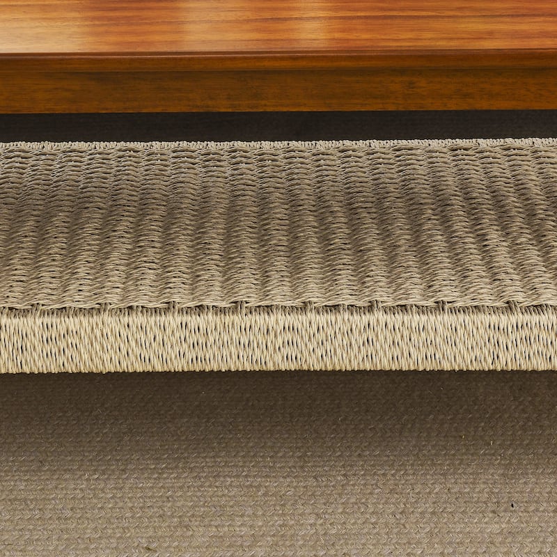 Mid-Century Rectangular Coffee Table with Woven Shelf